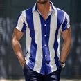 thumbnail image 2 of Camisas s Para Hombre Hombres manga corta primavera verano casual rayas impresas camisas top blusa camisas (Blue, XXL), 2 of 4