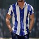 thumbnail image 2 of Camisas s Para Hombre Hombres manga corta primavera verano casual rayas impresas camisas top blusa camisas (Blue, M), 2 of 4