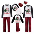 thumbnail image 1 of Pijamas familiares a juego de Navidad, conjunto de pantalones a cuadros de Jesús, cruces de árbol, 1 of 3