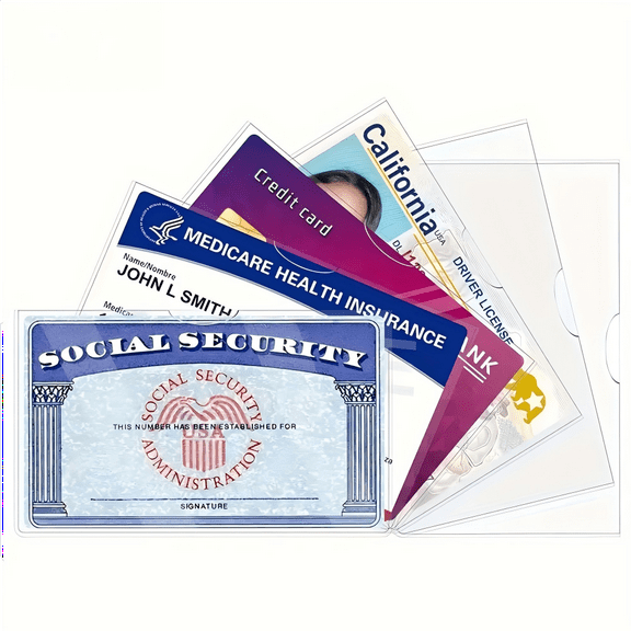 6 Pack Card Protector transparent waterproof PVC material Social Security, Medicare, Credit & Driver's License Sleeve 3.82x2.32in