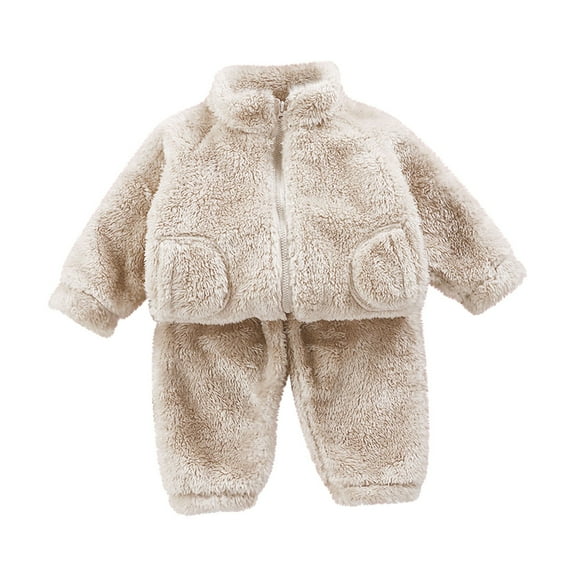 2 Piece Toddler Boys Girls' Winter Fleece 𝐏a𝐣amas Set Fuzzy Fleece Matching 𝐒leepwear 𝐋ounge𝐰ear Top Pants Outfit