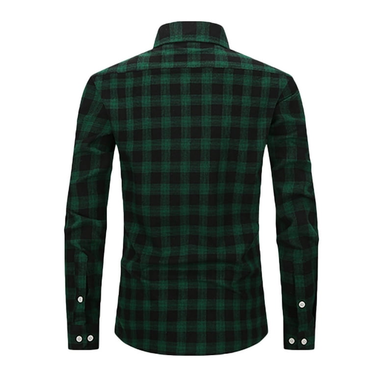 ZCFZJW Men's Plaid Button Down Shirts Cotton Long Sleeve Dress Shirts  Regular Fit Flannel Shirts with Pockets Casual Slim Fit Outfit for Camp  Hanging Out or Work Army Green M 