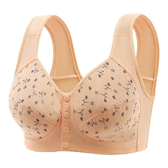 CAICJ98 Front Close Wireless Bras for Women, Smoothing Padded Bralette, Comfortable Snap Closing Bra Women Khaki,42