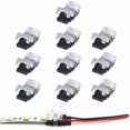thumbnail image 1 of 2 Pin LED Strip Connector, 10 Pack 2 Pin LED Strip Connector for 10mm Single Color SMD 5050/3528 Waterproof and Non-Waterproof LED Strip, 1 of 5