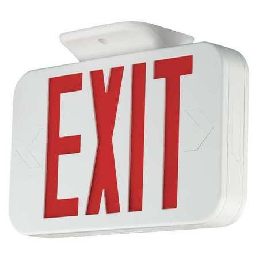 HUBBELL LIGHTING COMPASS CER Exit Sign with Battery Backup,120/277VAC