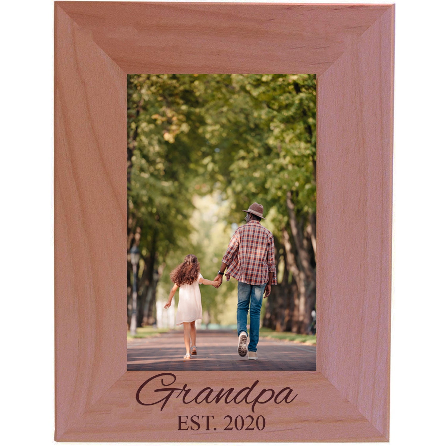 Grandpa Established Est. 2020 Engraved Alder Wood Picture Frame