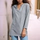 thumbnail image 2 of Camiseta de mujer con cuello en V y manga 3/4 - Cintura con cordón, suave y transpirable, informal de primavera, fácil de cuidar, 2 of 6
