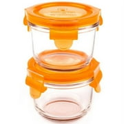 Wean Green Round Wean Bowls 5.4 Ounce Baby Food Glass Containers - Carrot (Set of 2)