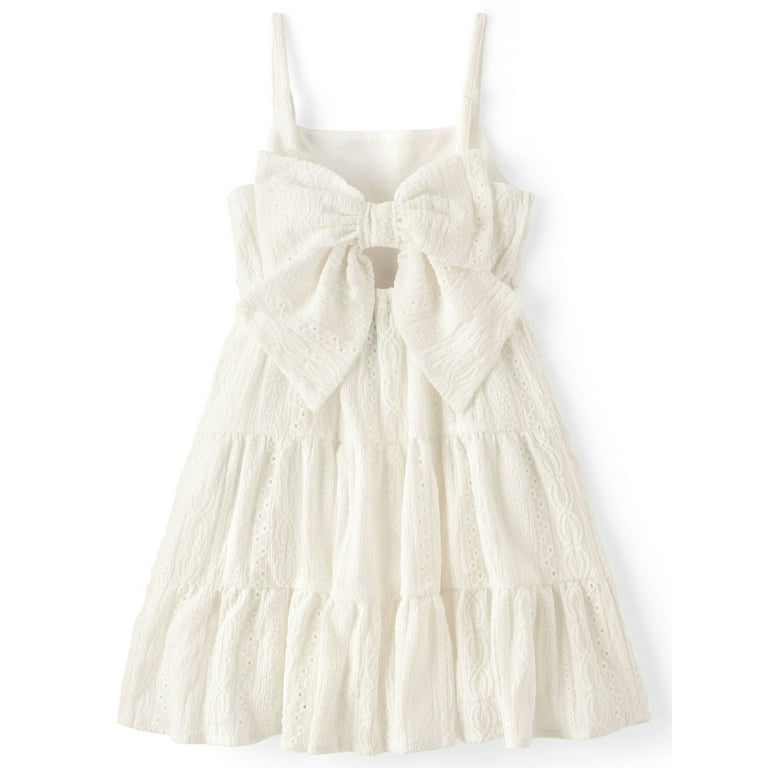 The Children's Place Girls Strappy Bow Back Eyelet Tiered Dress