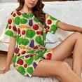 thumbnail image 4 of Logiee Vegetable Print Womens Pajamas Set,Short-Sleeve Pajama 2 Piece Sleepwear with Pockets-Medium, 4 of 6