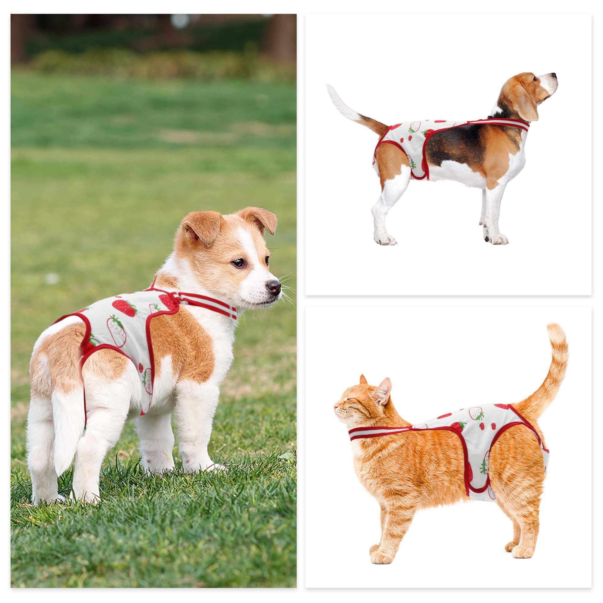 Unique Bargains Dog Diapers for Female Dogs Washable Reusable Panties Red White S