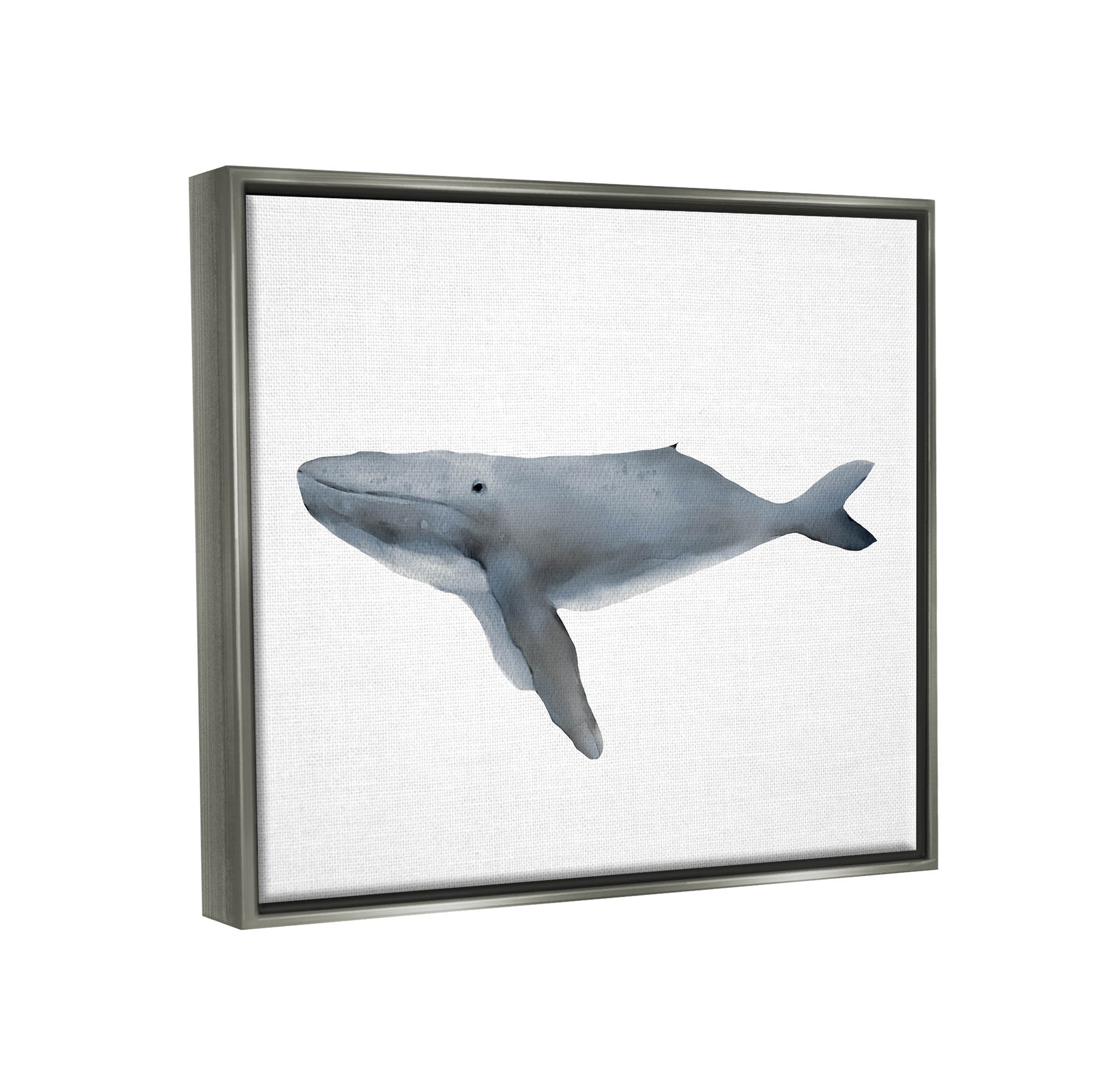 Stupell Industries Marine Whale Casual Sea Life Graphic Art Luster Gray Floating Framed Canvas Print Wall Art, Design by Leah Straatsma