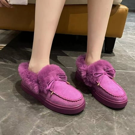 New Women s Bootie Slippers Boots Fuzzy Plush Faux Fur House Shoes Winter Warm Memory Foam Non-slip Indoor Outdoor A6