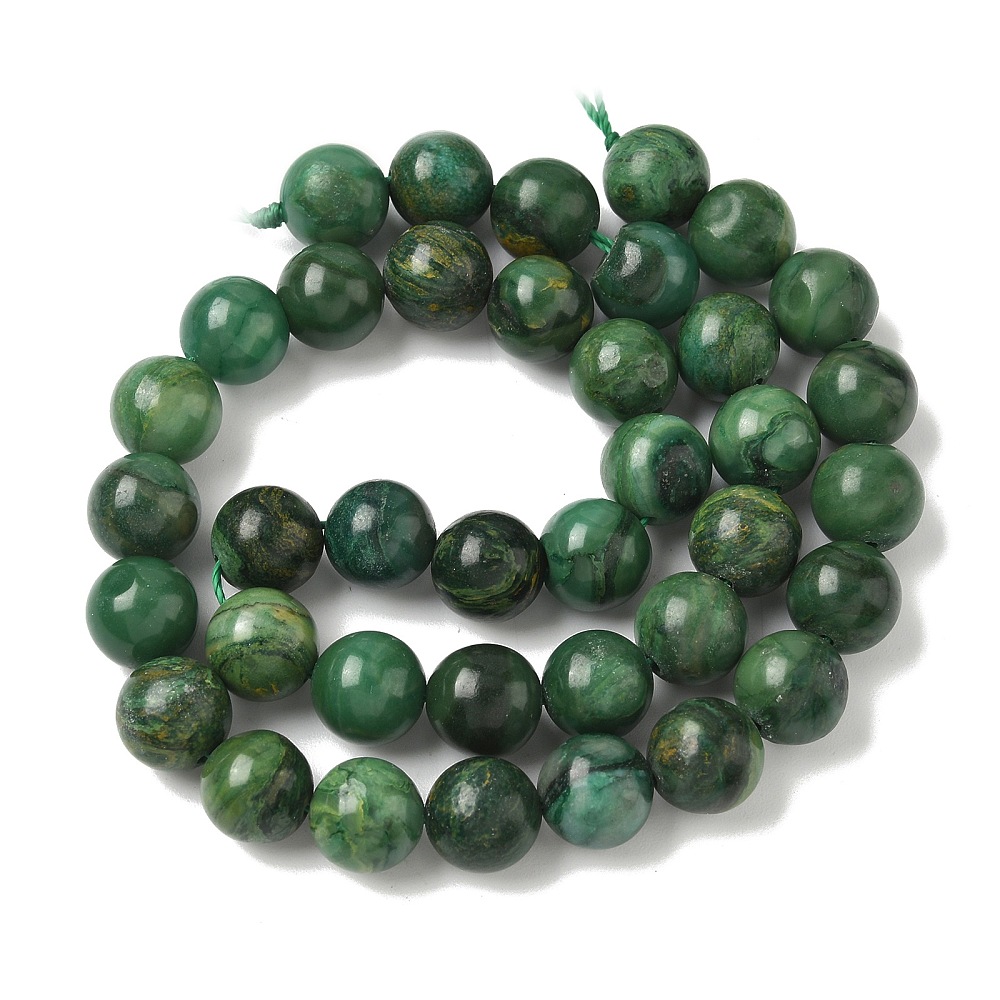 Natural African Jade Beads Strands Round Grade A Green 10mm Hole: 1mm about 37pcs/strand 15.3 inch