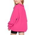 thumbnail image 4 of Bnwani Girls Crewneck Sweatshirt Crew Neck Long Sleeve Half Zip Fleece Sweatshirt Plain Pullover Size 7-8, 4 of 7