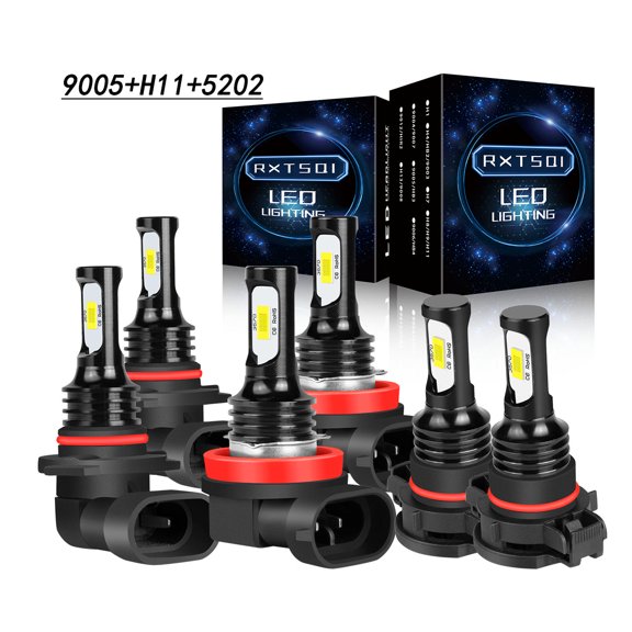 RXTSQI for GMC Sierra 2500 HD 2007-2014 9005 H11 5202 Led Headlight Bulbs High Low   Fog Light White