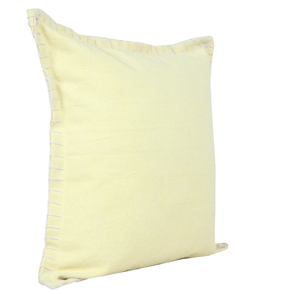 Laddha Home Designs Handwoven Solid Flanged Border Throw Pillow - 20" - Yellow - Set of 2