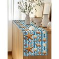 thumbnail image 5 of Summer Oceans Table Runner, Orange Sea Starfish Conch Shells Stripes Blue Cotton Linen Kitchen Table Decoration Washable Dining Tabletop Runners for Home Party Decor 13x90 Inches, 5 of 9