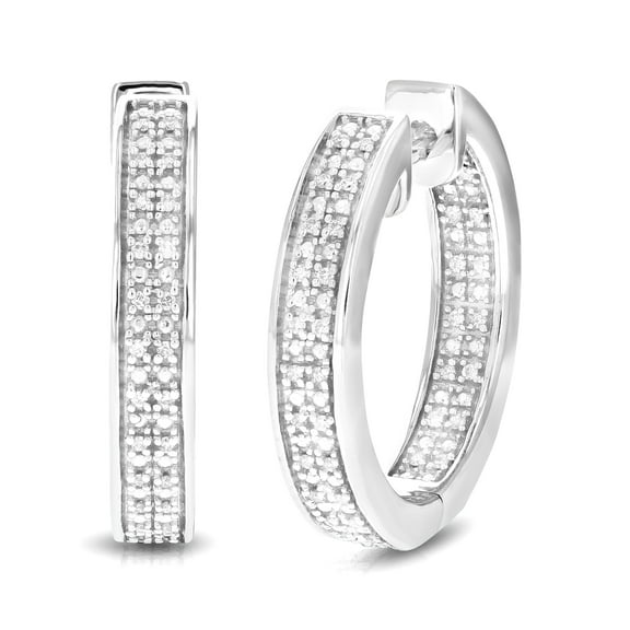 Vir Jewels 1/6 CTTW Lab Grown Diamond Hoops Earrings in Sterling Silver With Hidden Post For Women