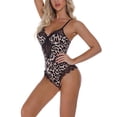 thumbnail image 2 of Orqqct Women Sheer Lace Stitching Sleepwear Lingerie Leopard Print Romper Skinny Pajamas, 2 of 4