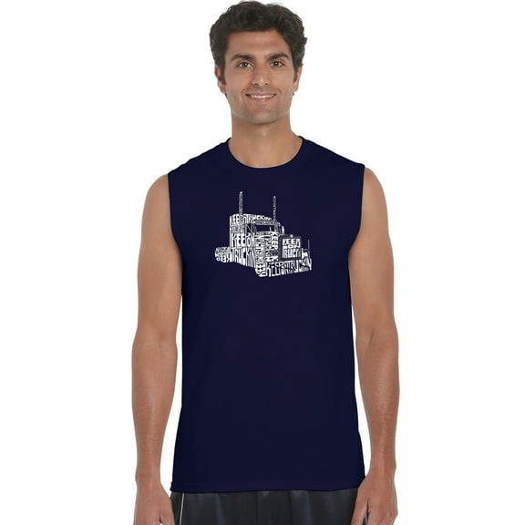 LA Pop Art Men's Word Art Sleeveless T-shirt - KEEP ON TRUCKIN'