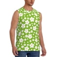 thumbnail image 2 of Kdxio Green White Flowers for Men's Muscle T-shirt,Sleeveless for Workout Running Athletic Gym Lounge Casual, 2 of 7