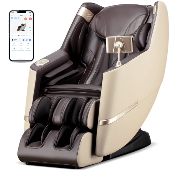 4D Massage Chair Full Body Zero Gravity, Massage Chairs and Recliners with Heated, SL Track, Bluetooth, APP Controller(Beige)