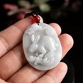 thumbnail image 3 of K-KED Natural Grade A Jade Jadeite Men Women Lucky Ruyi Coin Cloud Rabbit Oval Pendant, 3 of 7