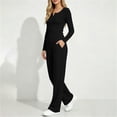 thumbnail image 5 of Feancey 2 Piece Sets for Women Tracksuit Outfits Button Up V Neck Long Sleeve Top and Sweatpants Sweatsuits Set Solid Color Lounge Two Piece Sets with Pockets Black S, 5 of 9