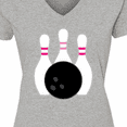 thumbnail image 4 of Inktastic Bowling Pins (pink) Women's V-Neck T-Shirt, 4 of 5