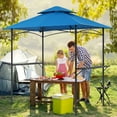 thumbnail image 3 of JOIVI Grill Gazebo 8 x 5 Double Tiered Outdoor BBQ Grill Patio Canopy, Backyard Barbeque Tent with Extra Shelves, Blue, 3 of 8