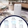 thumbnail image 2 of 12000 BTU 3-in-1 Portable Air Conditioner, 450 Sq. Ft Cooling, 75 Pints/Day Dehumidification, 24H Timer, Quiet Sleep Mode, CSA & DOE Certified, White, 2 of 8
