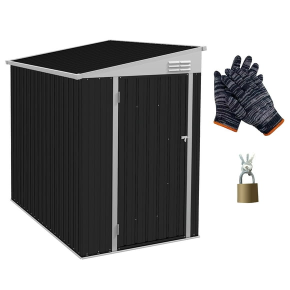 Outsunny 4' x 6' Metal Outdoor Lean to Garden Storage Shed with Lock