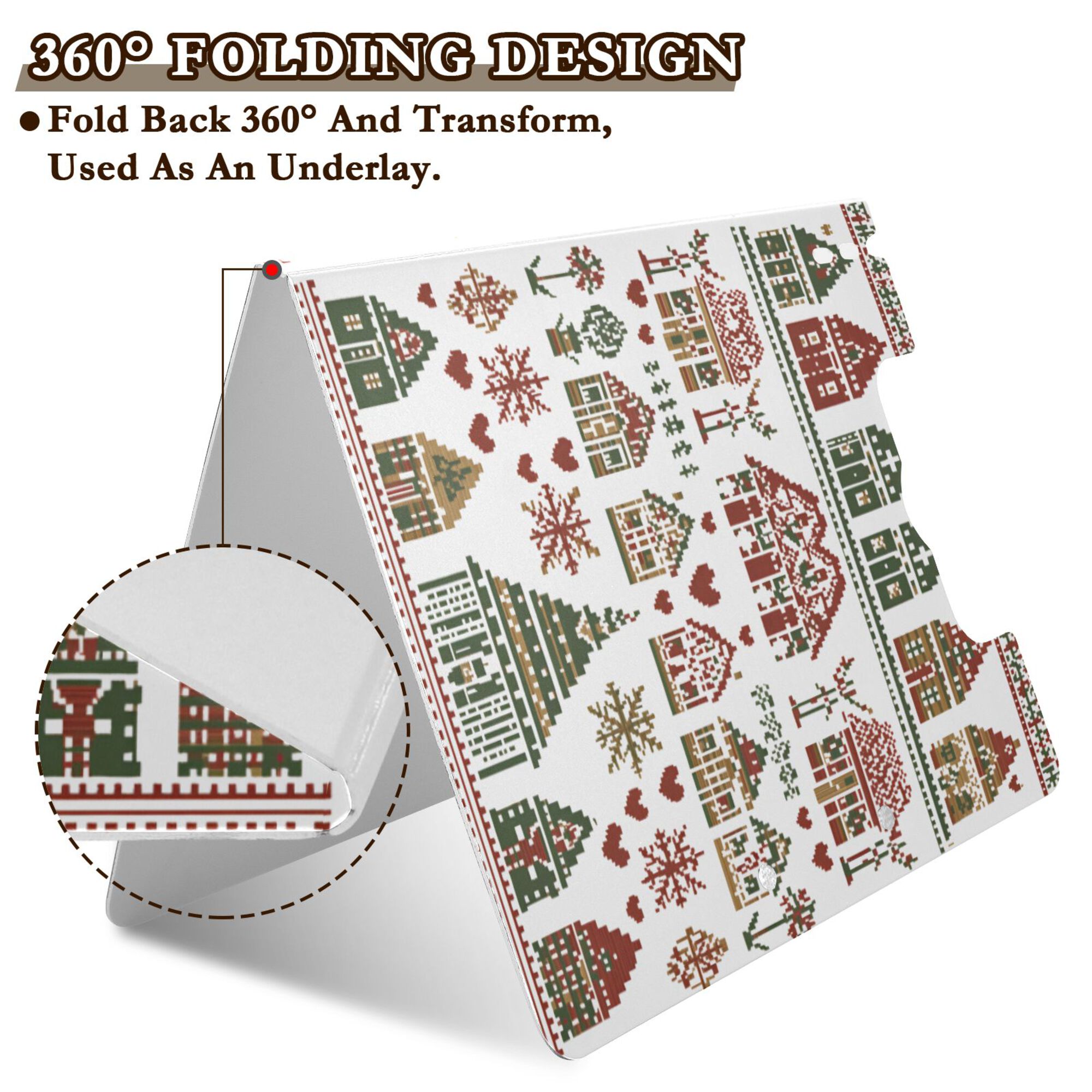 FORMRS A4 Clipboard Folder with Pen Holder Horizontal Foldable School Office Binder, Green Nordic Christmas House