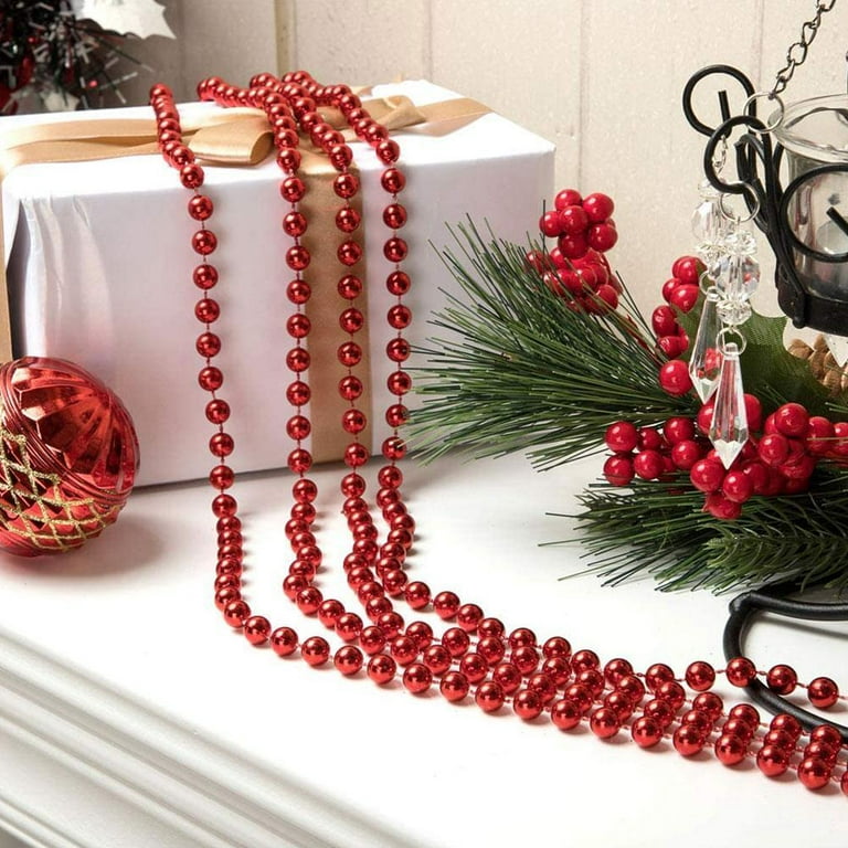 100 Feet Christmas Tree Garland Beads, 2 Sizes Christmas Garland Tree  Decoration, Hanging Beads Trim Strand Chain Roll for Xmas Holiday Home  Mantle