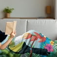 thumbnail image 3 of Parrot Soft Flannel Fleece Throw Blanket, Tropical Paradise Flower Blossoms Leaves with Flying Butterflies in Cartoon Style, Cozy Plush for Indoor and Outdoor Use, 50" x 70", Multicolor, by Ambesonne, 3 of 5