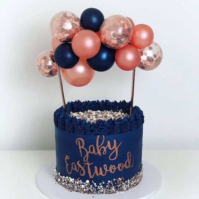 Flmtop 10Pcs 5Inch Balloons Thick Reusable Emulsion Rose Gold Cake Topper Decoration Balloons for Cakes