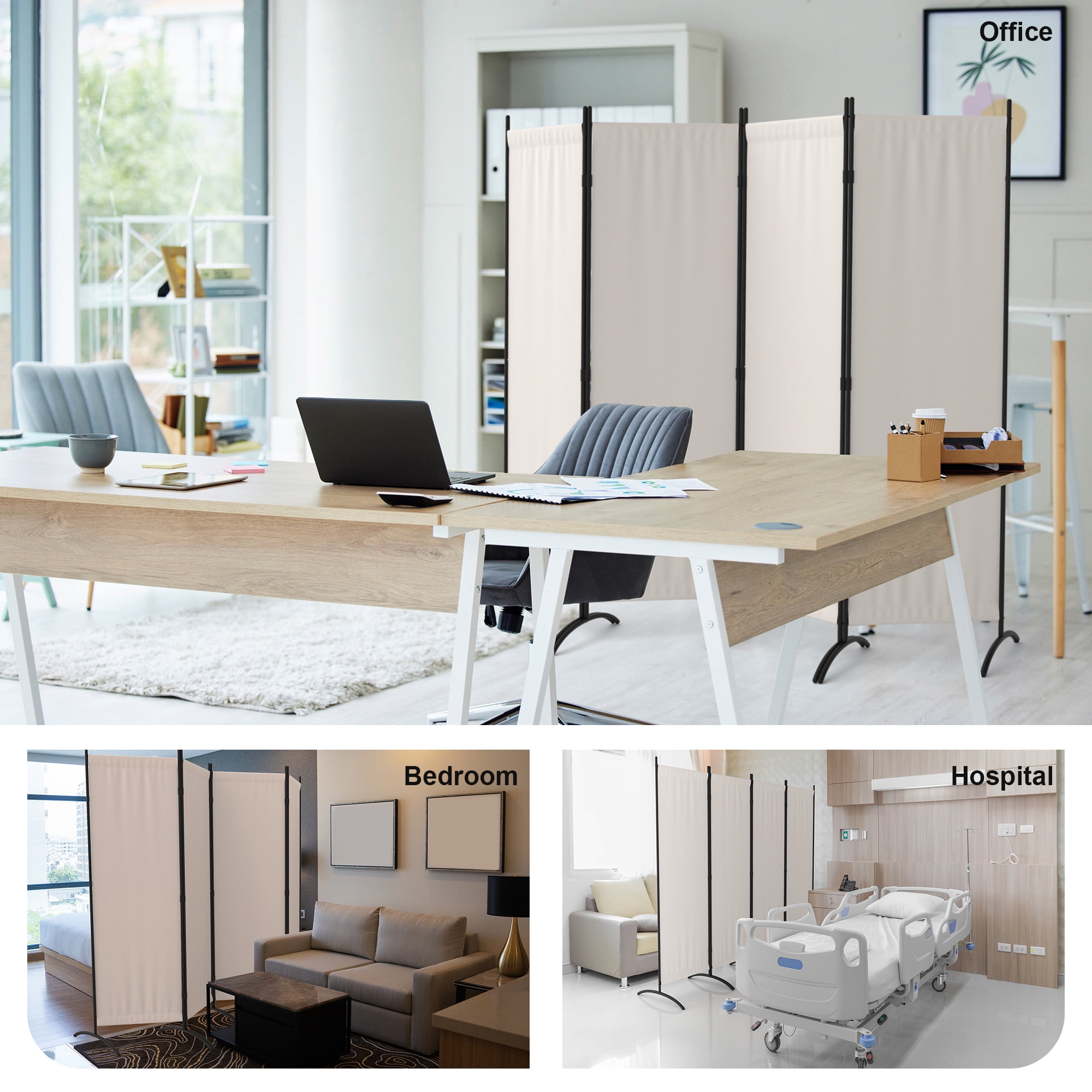 Room Divider 7FT Portable Room Dividers And Folding Privacy Screens, 89'' W Fabric Divider For Room Separation, 4 Panel Partition Room Dividers Freestanding Wall Divider Screen For Dorm Studio Office