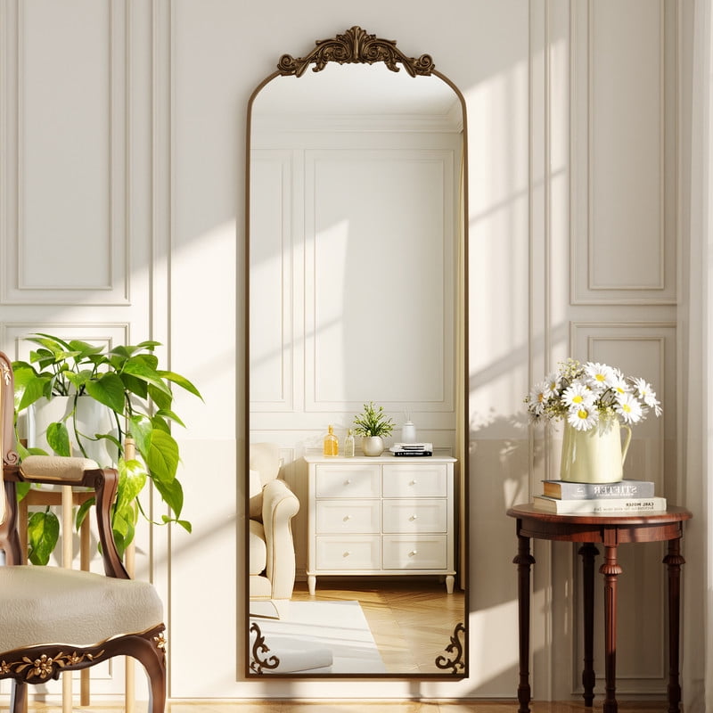 Anyrose 21"x66" Vintage Arched Full Length Dressing Mirror Floor Standing Mirror Wall Mounted, Antique Bronze