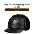 thumbnail image 5 of Winter Caps Leather Middle Old Aged Fleece Lining Warm Earmuffs Headgear Vintage Style Thermal Hat Outdoor Walking Daily Wear Dark brown L{55-56}, 5 of 9