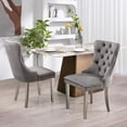 thumbnail image 4 of JESTOP Velvet Dining Chairs Set of 2, Tall Back Side Chair, Modern Upholstered High-end Tufted Side Chair with Button Back Ring, Silver Legs (Grey), 4 of 7
