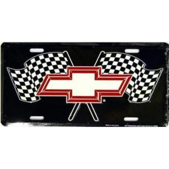 Chevy Racing Flags Metal License Plate