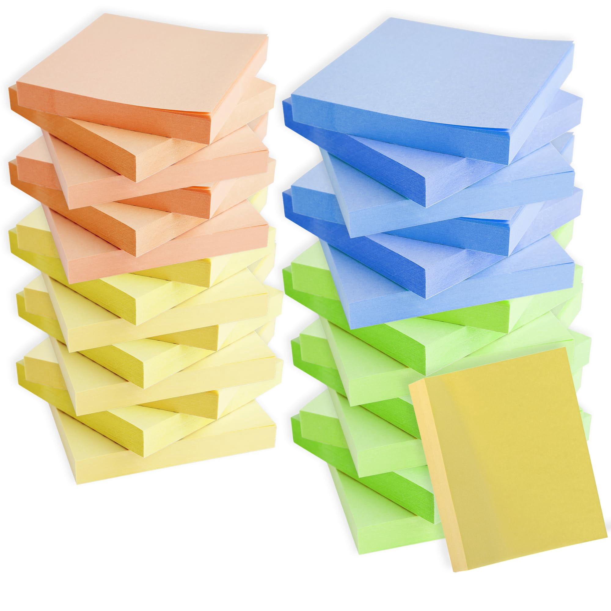 100 Pack of 3"x3" 100 Sheet Sticky Note Pads in Pastel Colors for Office Note Taking - 100 Count of 3"x3" 100 Sheet Sticky Note Pads in Yellow, Green, Orange and Blue