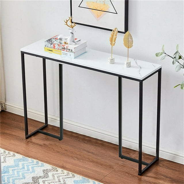 Wisfor Table Console Moderne en Faux Marbre, Table d'Appoint pour Sofa, Table de Couloir et de Vestibule, 39.4x11.8x30.9 Pouces