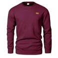 thumbnail image 2 of YODETEY George Men’s Textured Crew Neck Sweatshirt with Long Sleeve, Big and Tall Heavyweight Mens Knit Pullover Sweater , Wine,Size S, 2 of 4