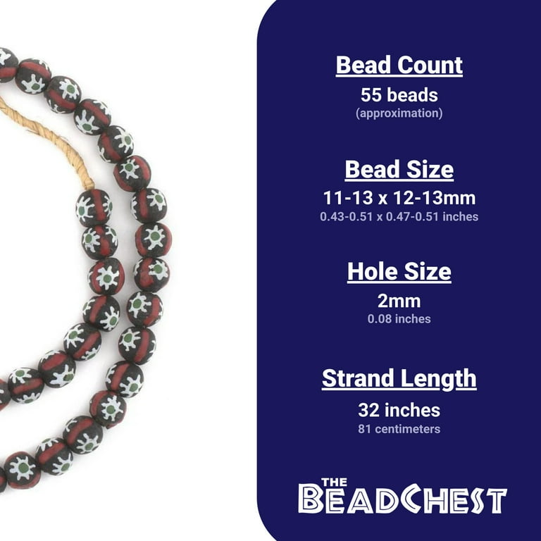 The Bead Chest Painted African Krobo Beads Full Strand of