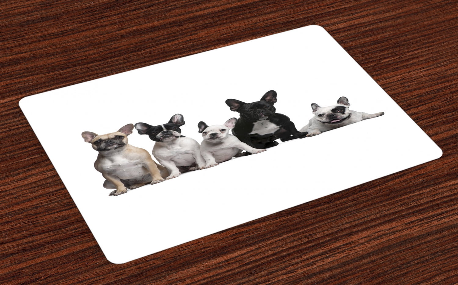 Bulldog Placemats Set of 4 Group of Young French Bulldogs with Adorable