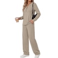 thumbnail image 3 of Fantaslook Plus Size Two Piece Lounge Sets for Women Henley V Neck Vacation Travel Outfit Casual Wide Leg Pants Matching Sets Women Clothing, 3 of 7