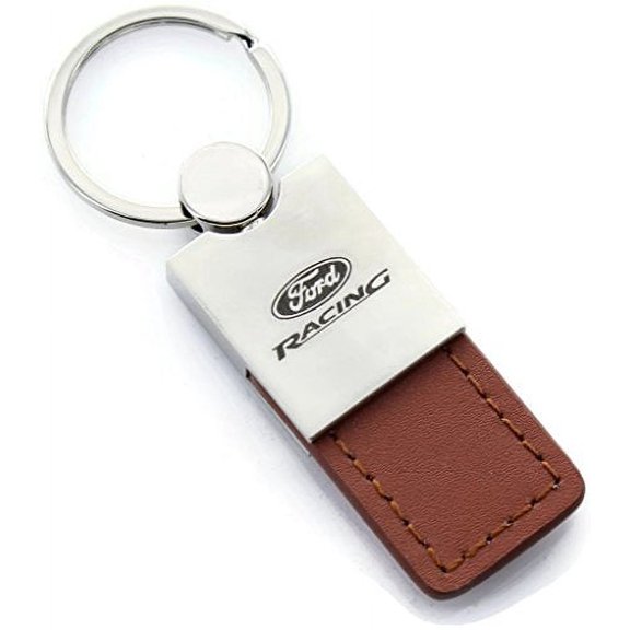Ford Racing Keychain & Keyring - Duo Premium Brown Leather