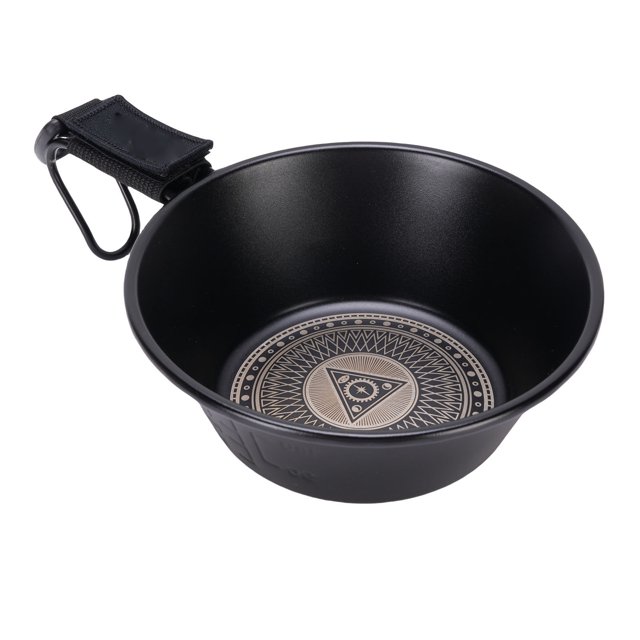 With Camping Bowl 250ml Stainless Steel Bowl with Handle for RV Travel Camping Backpacking Engraved Bottom Pattern Black